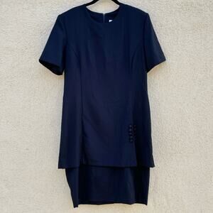 Vintage 1980s Ultra Dress Short Sleeve Black 14